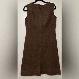 Vintage Wool Shift Dress Brown Sleeveless vintage 12 modern 8